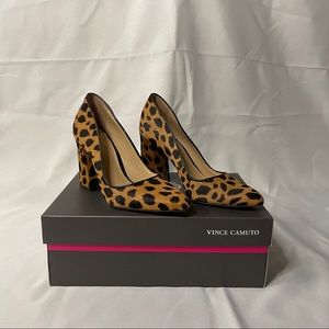Vince Camuto Leopard Print Calf Hair Block Heels